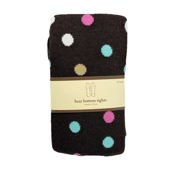New GAP Bear Bottom Tights 4 5 years 4T Brown Pink Aqua Polka Dots - Picture 1 of 1
